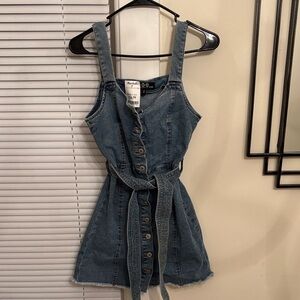 Rewash button down denim Dress with Belt